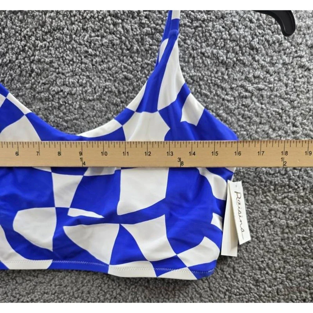 Raisins Aruba Printed Bikini Tank Top Juniors' XL Blue/White Scoop Neck Pullover